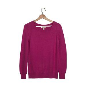 Banana Republic BR Pink Knit Sweater Gold Sequin Elbow Patches XS